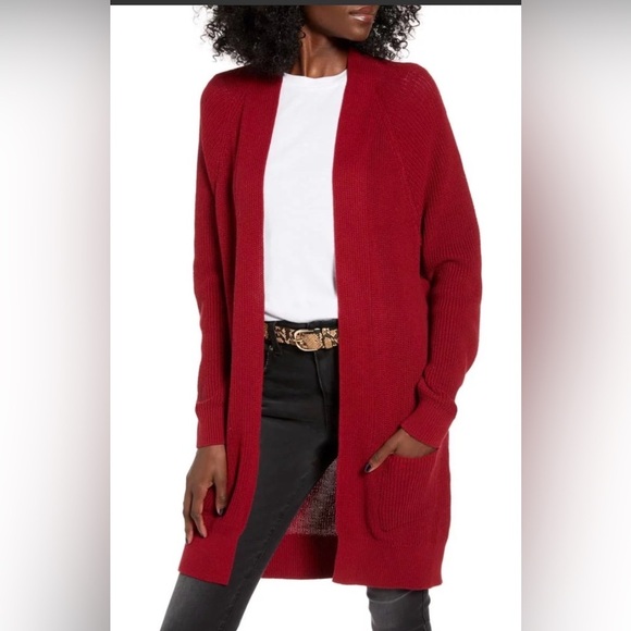 bp Sweaters - Nordstrom BP Knit Dark Red Burgundy Open Long Cardigan Sweater Small Cozy Soft